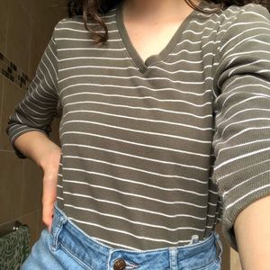 Vintage V-Neck Striped Top